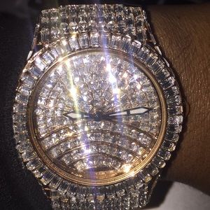 Rose gold baguette Iced out watch